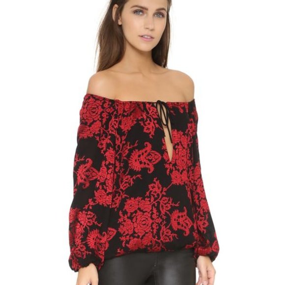Alice & Olivia Naya Embroidered Peasant Top - Picture 1 of 7